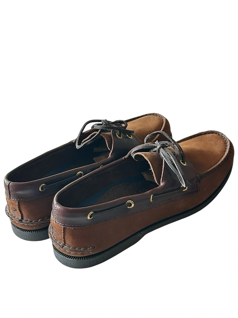 SPERRY AO 2 EYE Men's Brown Two-Tone Leather Boat Shoes NEW